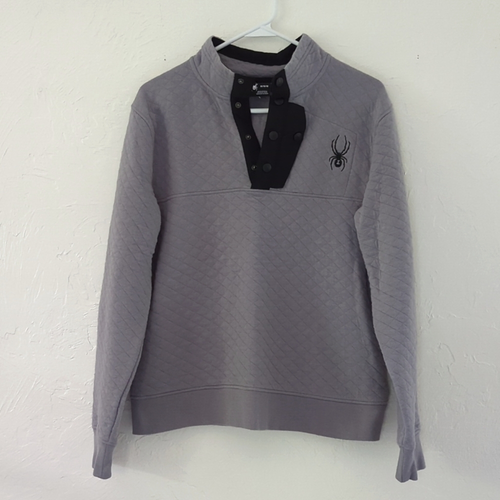 Gray pullover Spyder sweatshirt, men's size M but Unisex, Excellent Condition